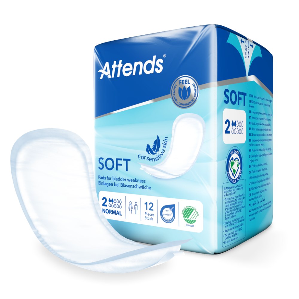 Weiße, elastische Inkontinenzhose von Attends, die weich und atmungsaktiv ist. Die Hose hat eine mittlere Größe, die für eine bequeme Passform sorgt, und besteht aus einem sanften Material, das für empfindliche Haut geeignet ist. Sie ist mit einem elastischen Bund ausgestattet, der eine optimaleDichtigkeit bietet, und hat seitliche Öffnungen für einfaches An- und Ausziehen. Das Produkt eignet sich ideal für den täglichen Gebrauch und sorgt für Sicherheit und Komfort im Alltag.