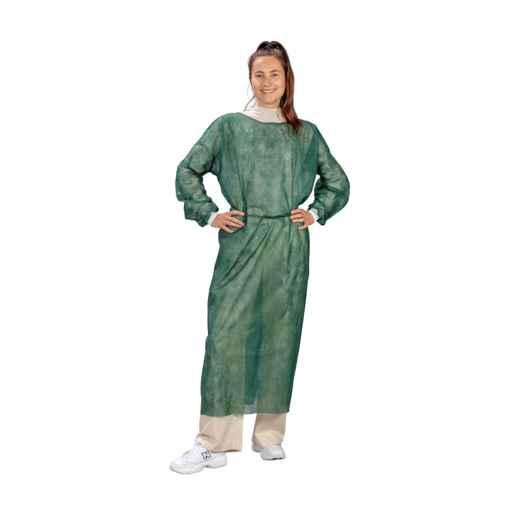 Produktbild von Med-Comfort Einweg-PP-Besucherkittel Grün, 10 Stück – Atmungsaktiv, Unisex, M/L