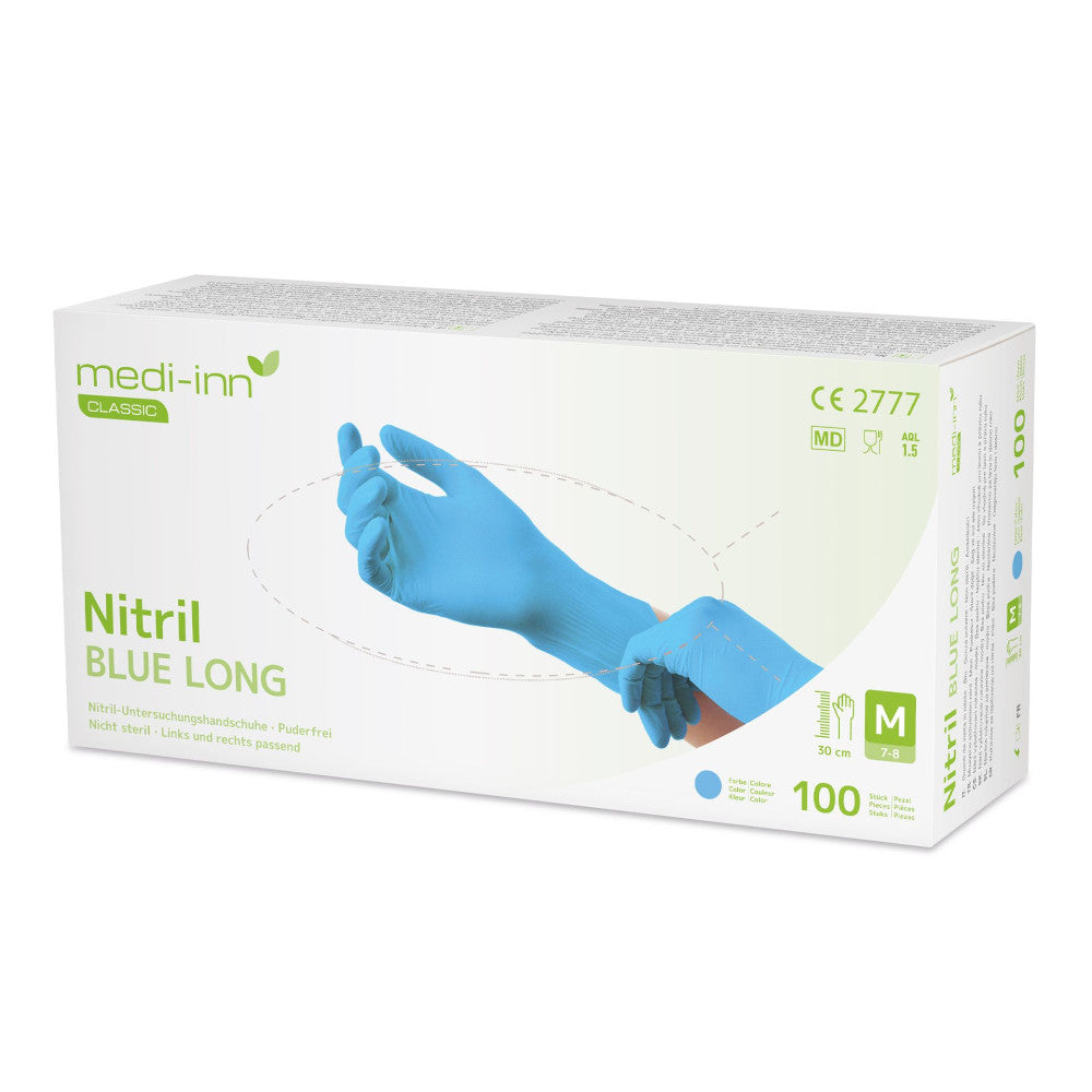 blaue handschuhe karneval Medi-Inn Nitril blue long Einmmalhandschuhe bestellen