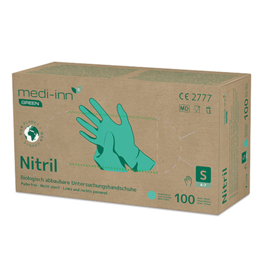 die grünen handschuhe Medi-Inn GREEN Nitril Einmalhandschuhe, grün, biologisch abbaubar