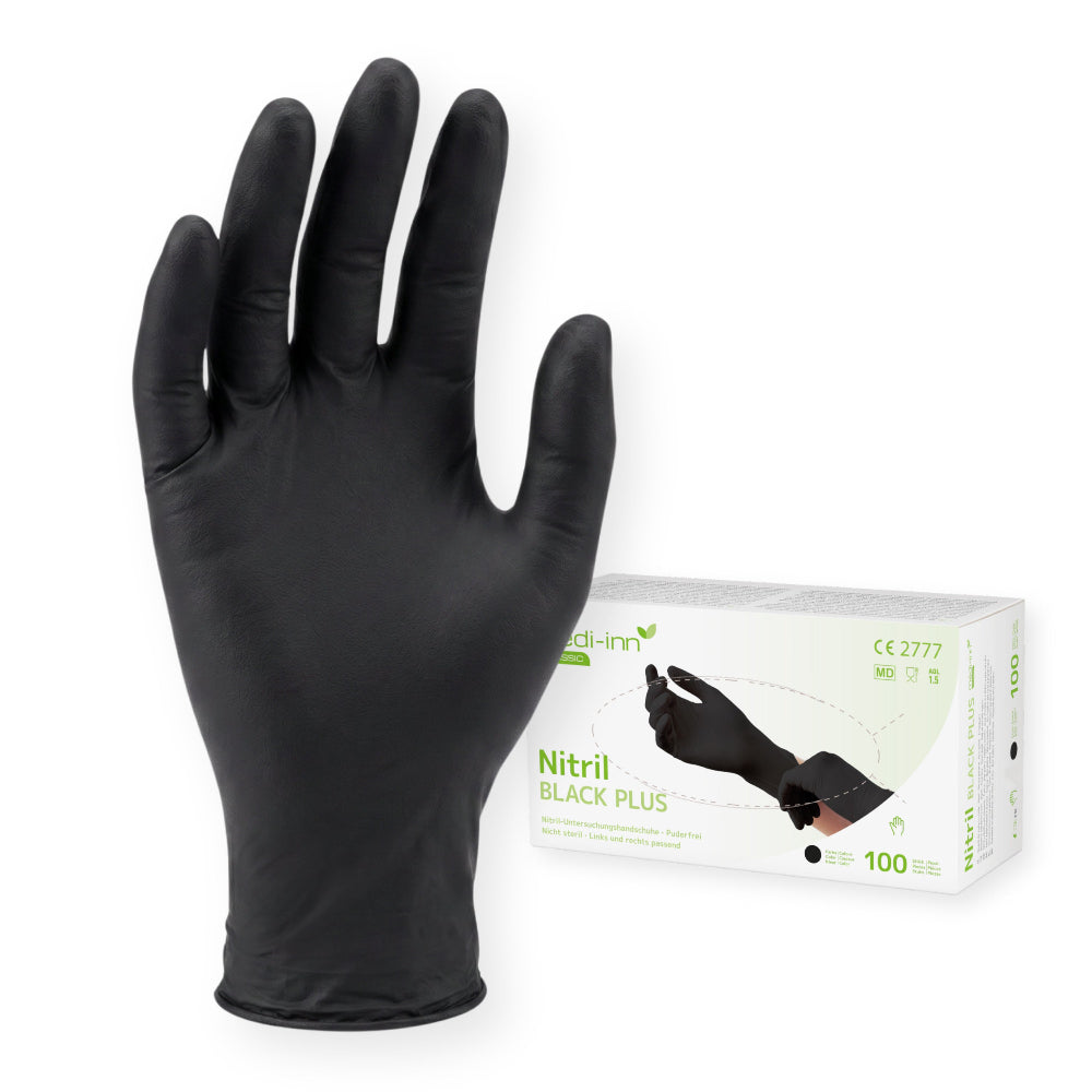 Medi-Inn Nitril Black Plus Einmalhandschuhe, schwarz, puderfrei
