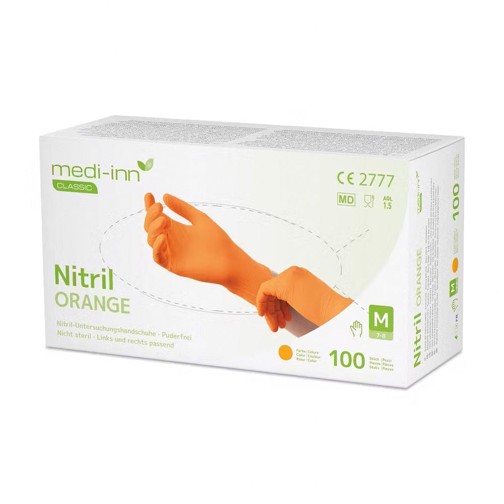 Medi-Inn Nitril Einmalhandschuhe Orange – Puderfr Produktbild-Vorschau 2