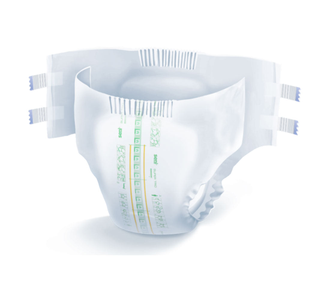 Produktbild der Seni Super Trio Medium Inkontinenzprodukte, bestehend aus drei Packungen. Jede Packung zeigt eine ansprechende, grafische Gestaltung mit klaren Informationen über die Größe „Medium“ und die Eigenschaften der Produkte. Die Verpackungen sind in einer hellen, freundlichen Farbgestaltung gehalten, die Vertrauen und Sicherheit vermittelt. Die Produkte sind darauf ausgelegt, maximale Absorption und Komfort zu bieten, ideal für den täglichen Gebrauch bei Inkontinenz.