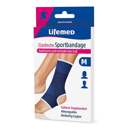 Lifemed Elastische Sportbandage blau "Fußgelenkschutz"