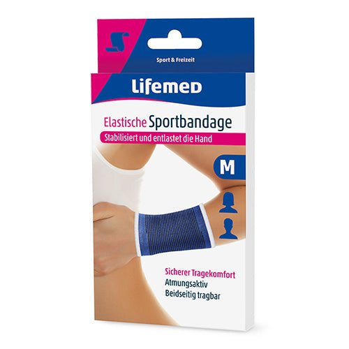 Lifemed Elastische Sportbandage blau "Handstütze"