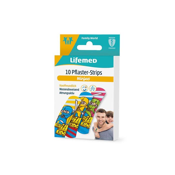 Lifemed Pflaster-Strips 6 cm x 1,7 cm farbig "Ninjas"
