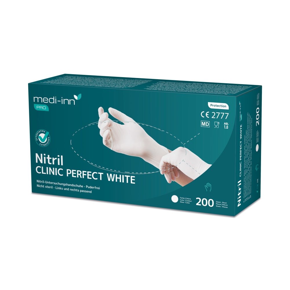 medi inn handschuhe Medi-Inn PRO Clinic Perfect White Nitril-Einmalhandschuhe, weiß, puderfrei