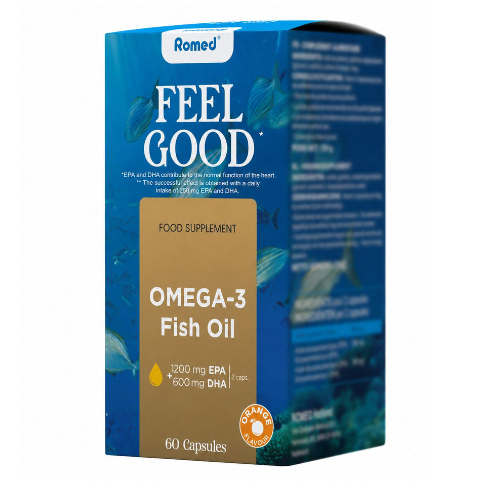 Romed FEEL GOOD Omega-3 Fischöl Nahrungsergänzungsmittel, 60 Kapseln