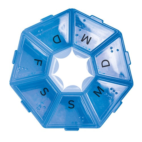 Lifemed Wochen-Pillendose blau mit 7 Fächern Wochendispenser 7,5 x 7,5 x 1,7 cm (1 Stück)