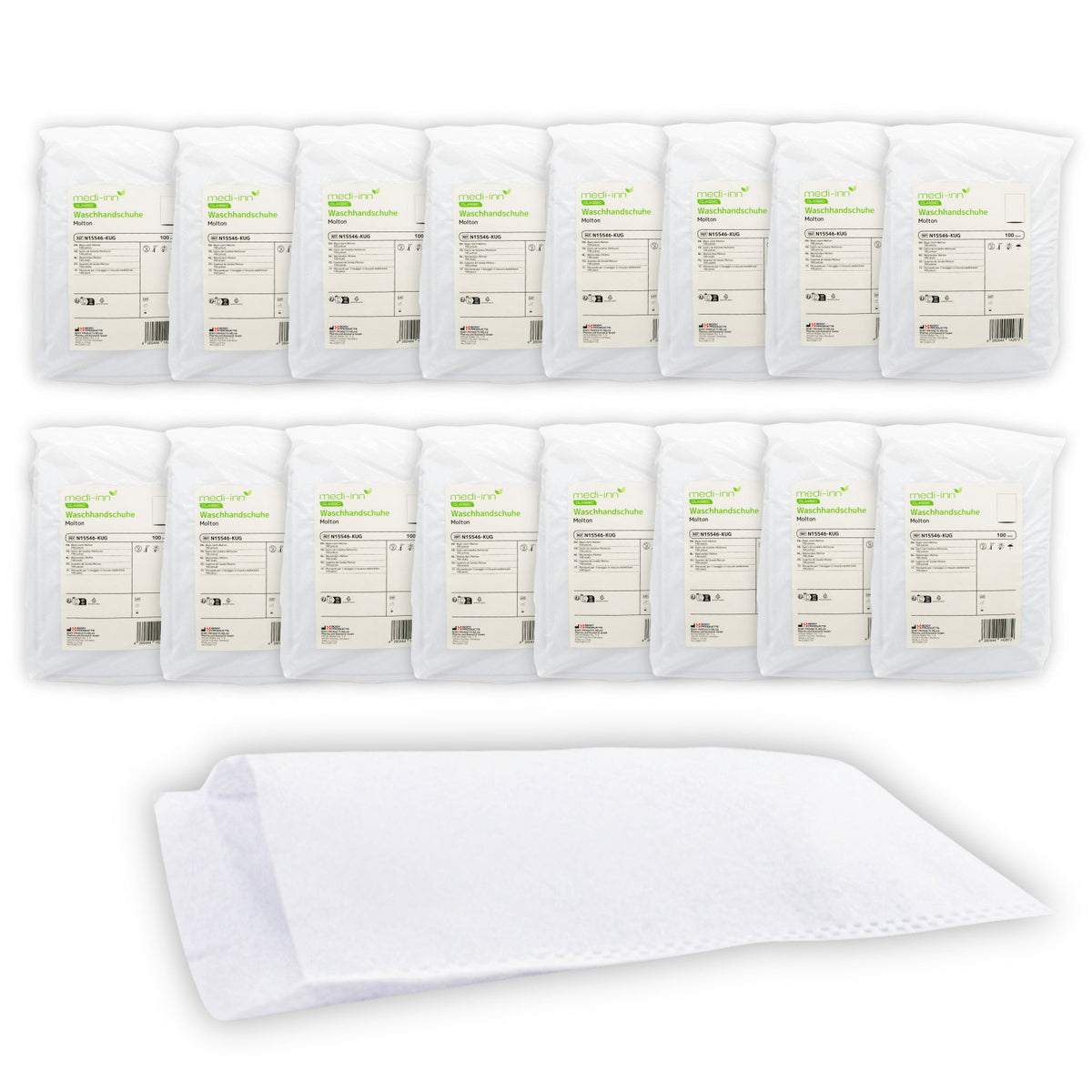Medi-Inn Classic Waschhandschuhe Molton N15546-KUG im Karton mit 16 Packungen à 100 Stück