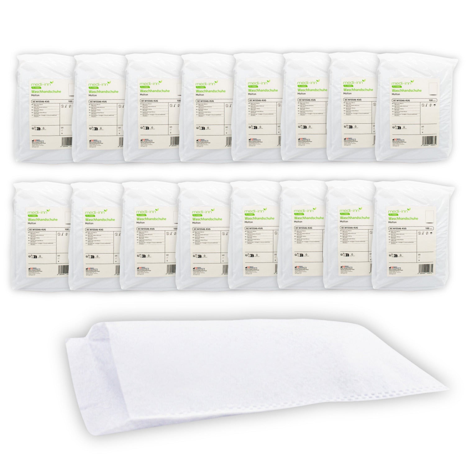 Medi-Inn Classic Waschhandschuhe Molton N15546-KUG im Karton mit 16 Packungen à 100 Stück