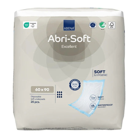 ABENA Abri-Soft Excellent Einmalunterlagen 60 x 90 cm, Vorderseite der Packung mit 20 Stück