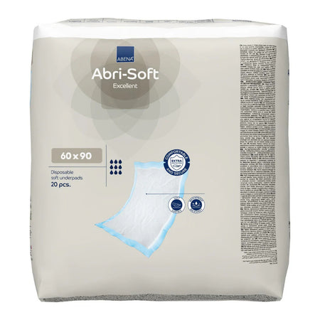ABENA Abri-Soft Excellent Einmalunterlagen 60 x 90 cm, Rückseite der Packung mit Produktinformationen