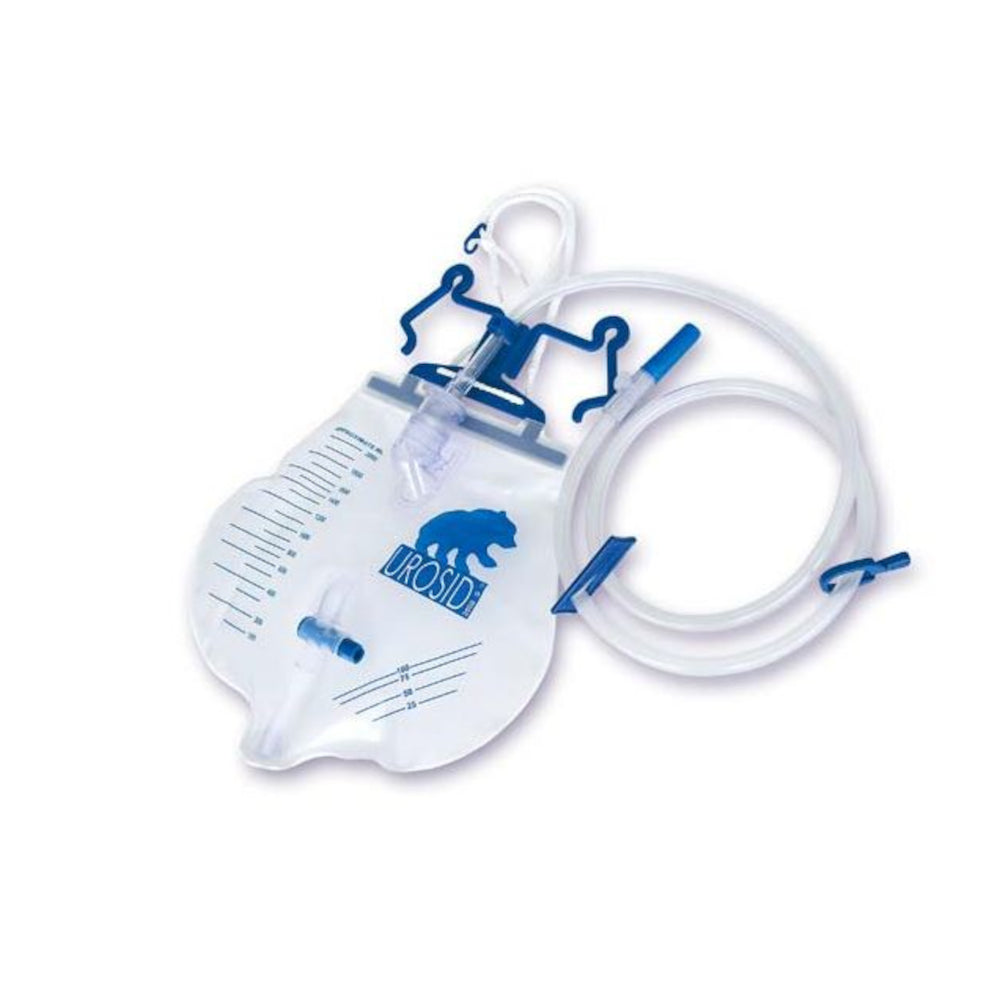 Asid Bonz UROSID 2000 S Urinbeutel, geschlossenes System, 120 cm Schlauch, Kreuzventil senkrecht