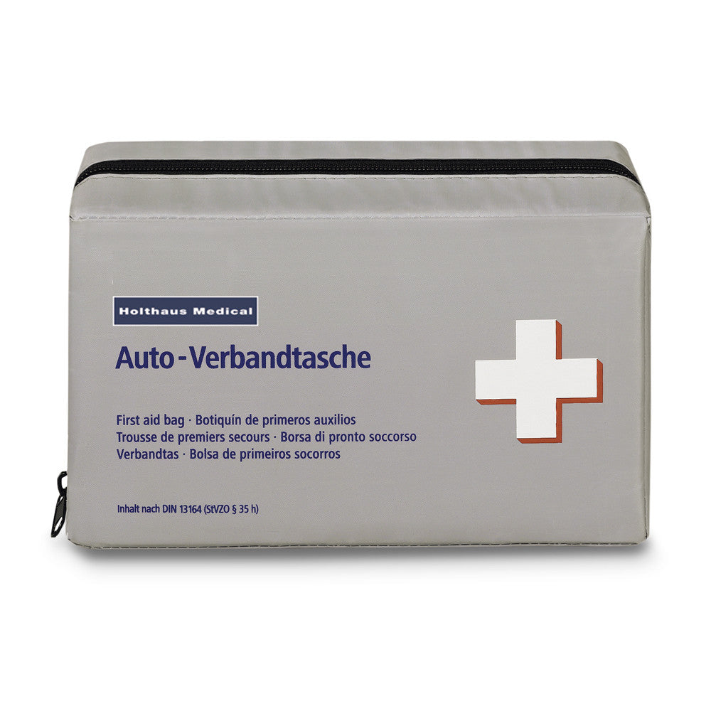 Holthaus Klassik Auto-Verbandtasche, Autoapotheke, Auto-Verbandkasten, DIN 13164, Grau (1 Stück)