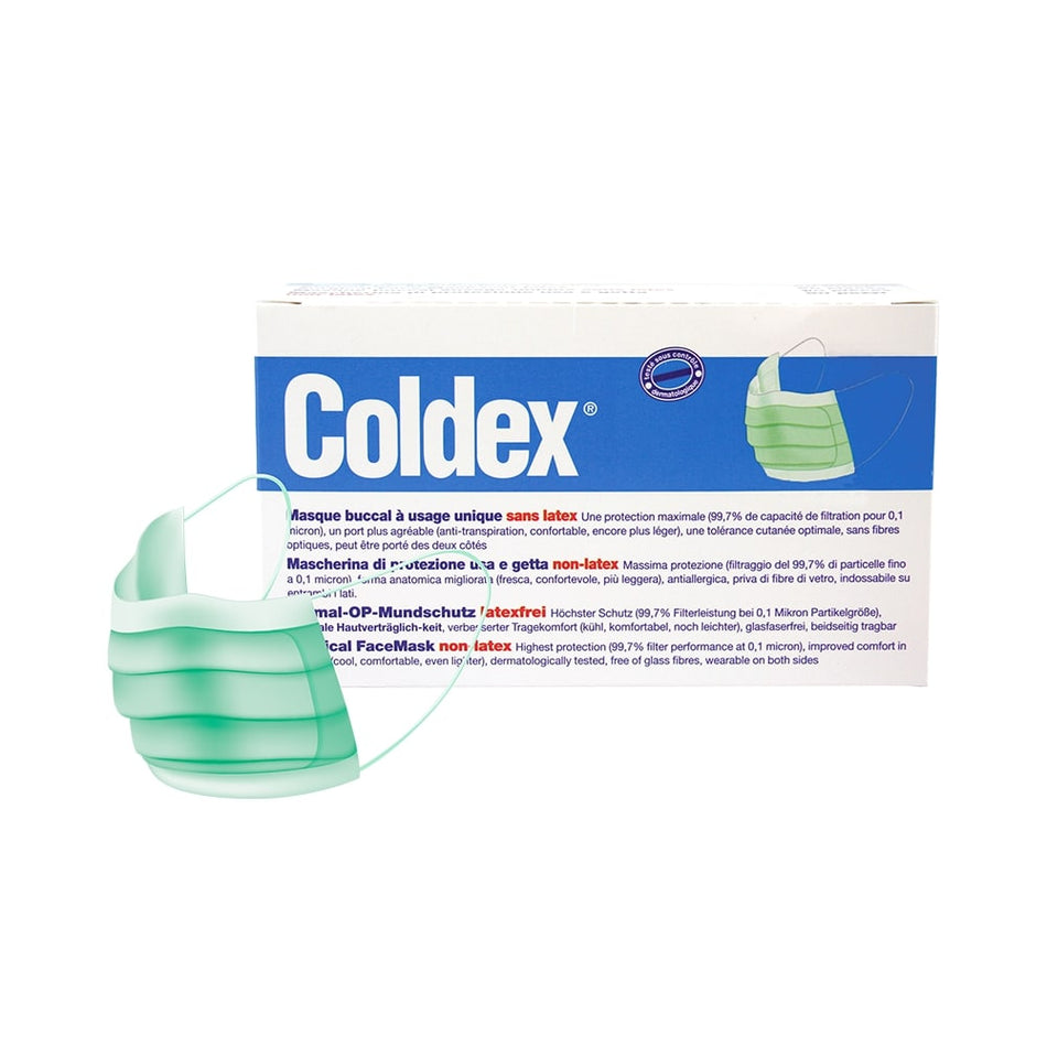 Coldex Einmal-OP-Mundschutz, latexfrei, Typ II, grün, 50er Pack - 1