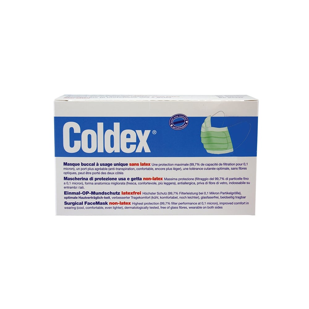 Coldex Einmal-OP-Mundschutz, latexfrei, Typ II, grün, 50er Pack - 2