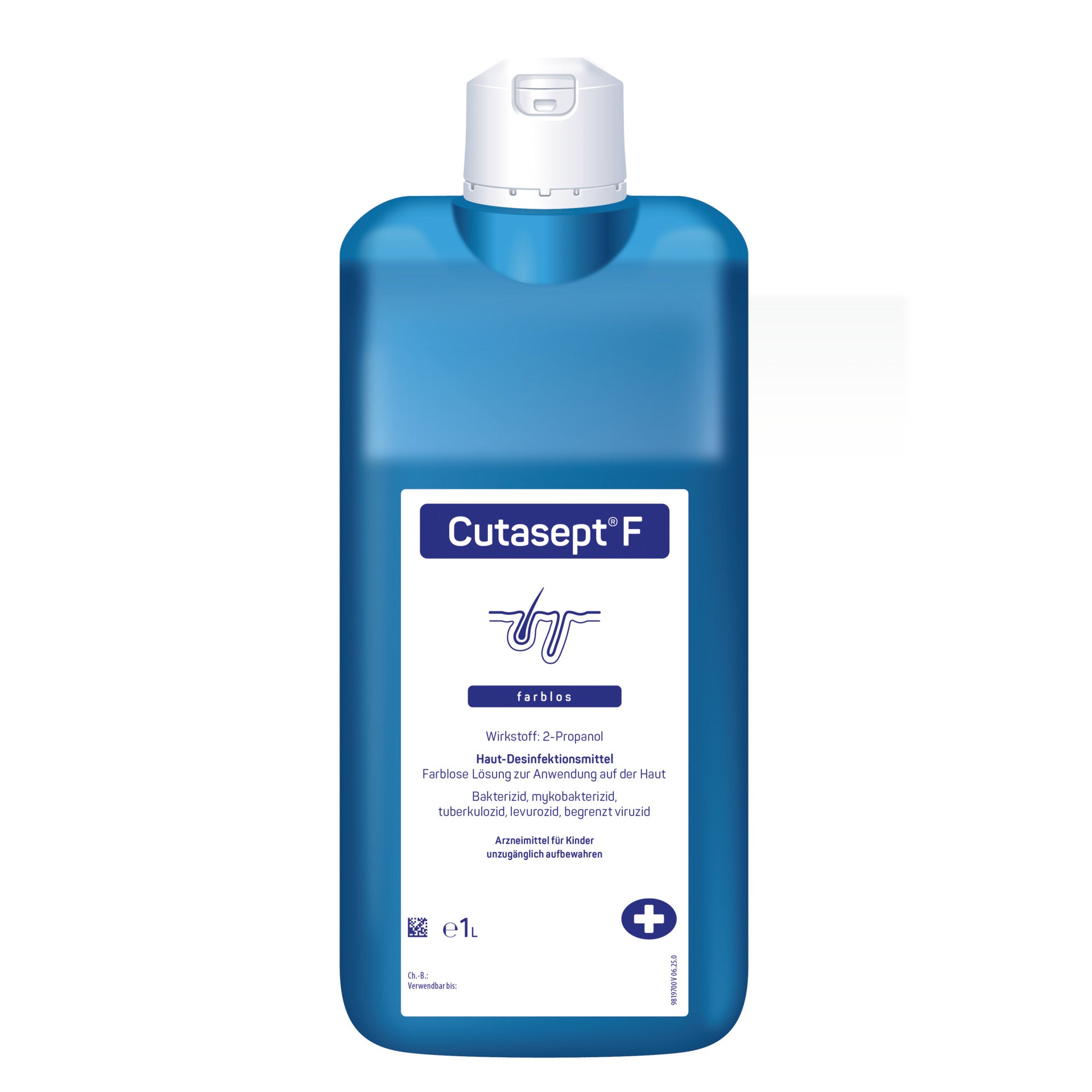 Cutasept F Haut-Desinfektionsmittel, 1000 ml Flasche, blauer Kunststoffbehälter mit Klappdeckel