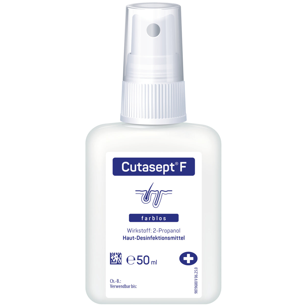Cutasept F Haut-Desinfektionsmittel, 50 ml Sprühflasche, weiß, mit transparentem Sprühkopf