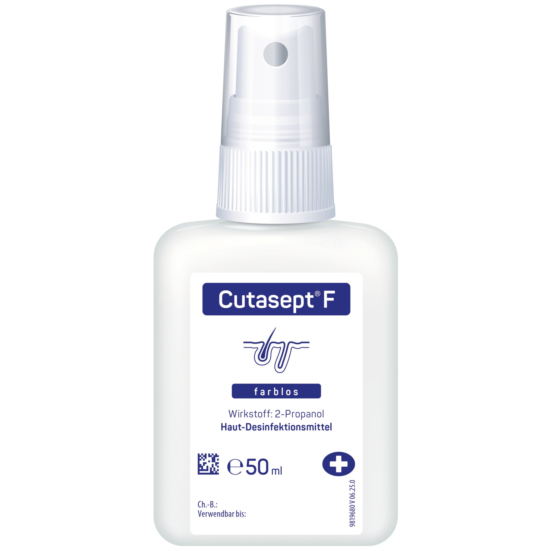 Cutasept F Haut-Desinfektionsmittel, 50 ml Sprühflasche, weiß, mit transparentem Sprühkopf