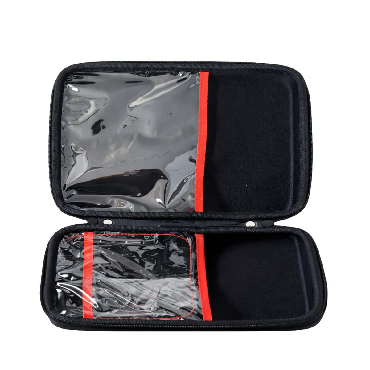 Leere Erste-Hilfe Tasche mit transparenten Innenfächern