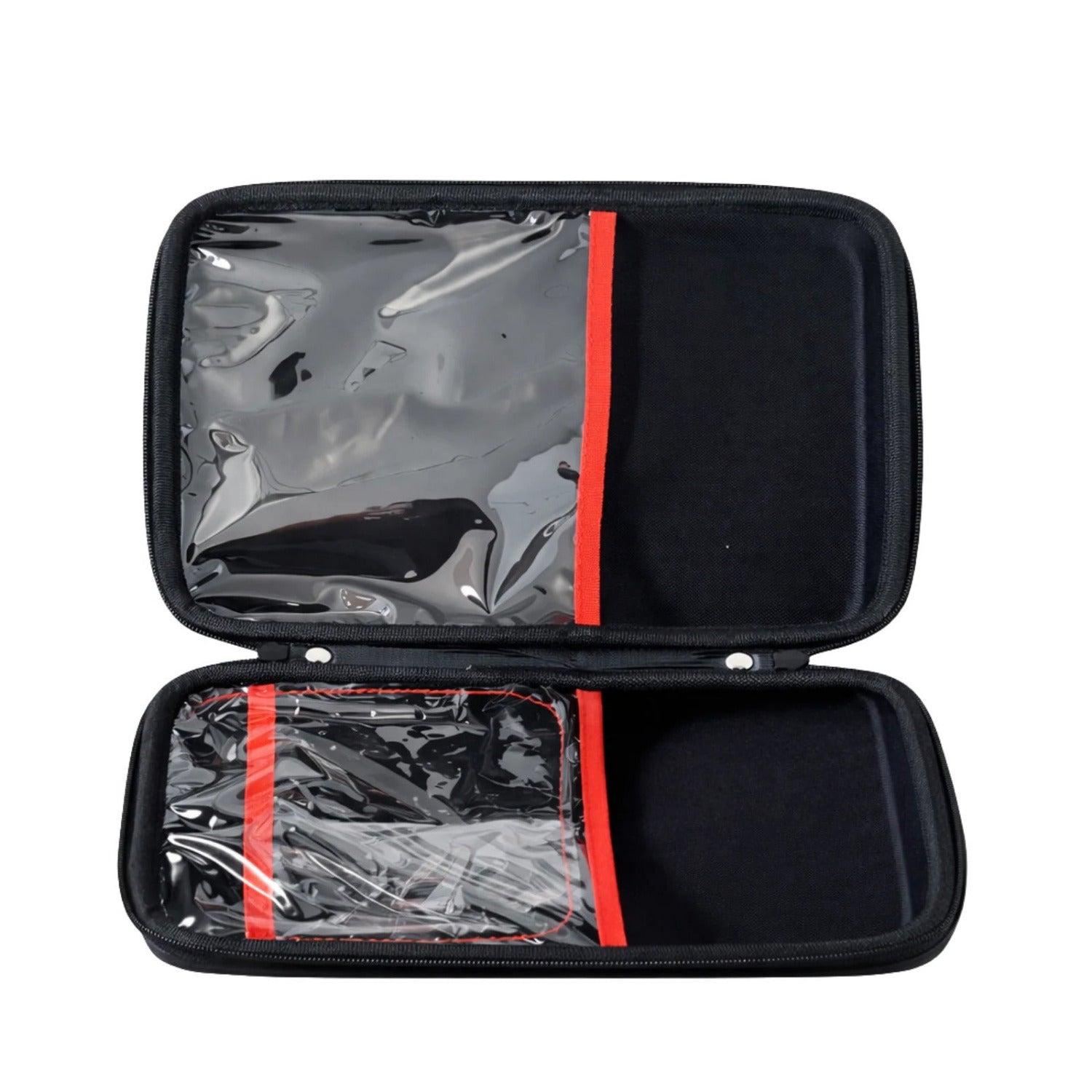Leere Erste-Hilfe Tasche mit transparenten Innenfächern