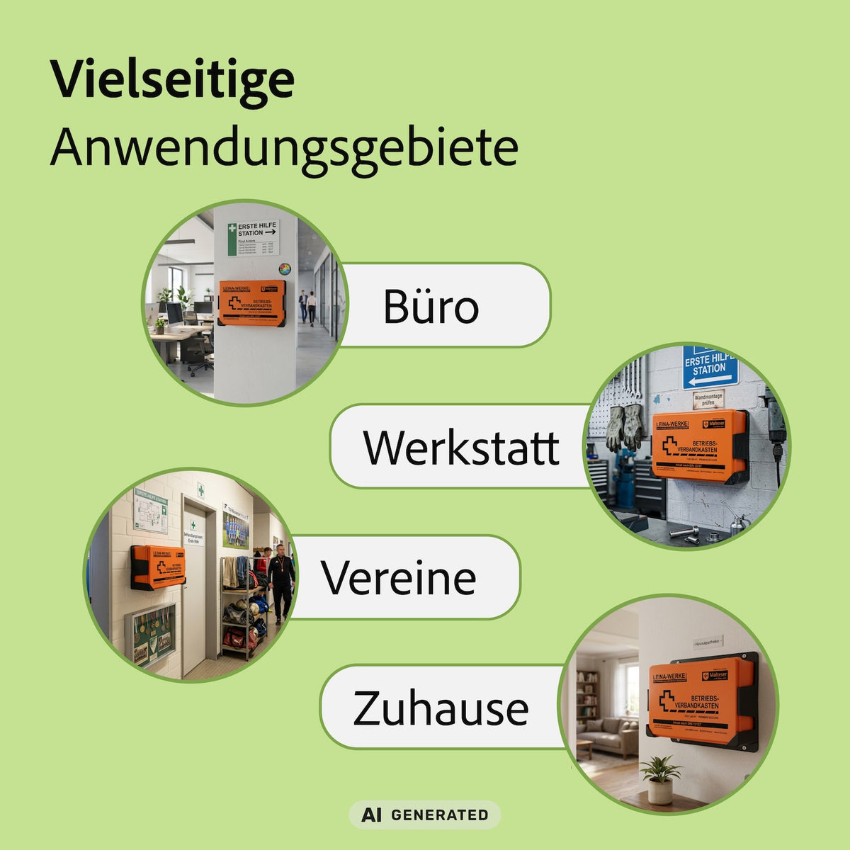 Vielseitige Anwendungsgebiete: Büro, Werkstatt, Vereine, Zuhause