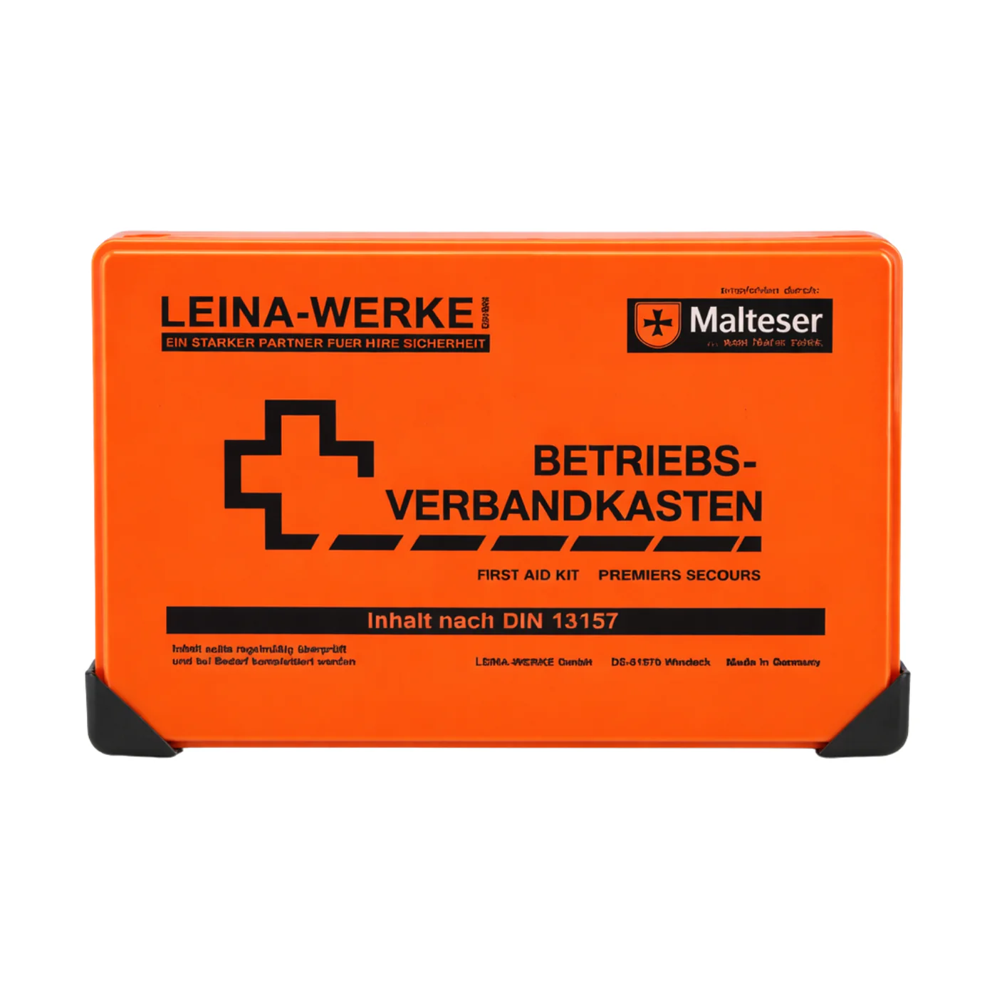 LEINA-WERKE Betriebsverbandkasten Typ C DIN 13157 in Orange, Frontansicht