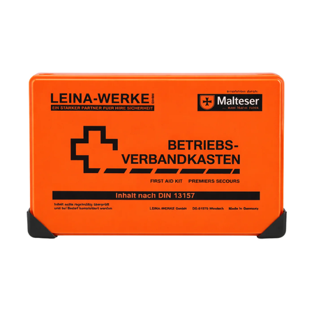 LEINA-WERKE Betriebsverbandkasten Typ C DIN 13157 in Orange, Frontansicht