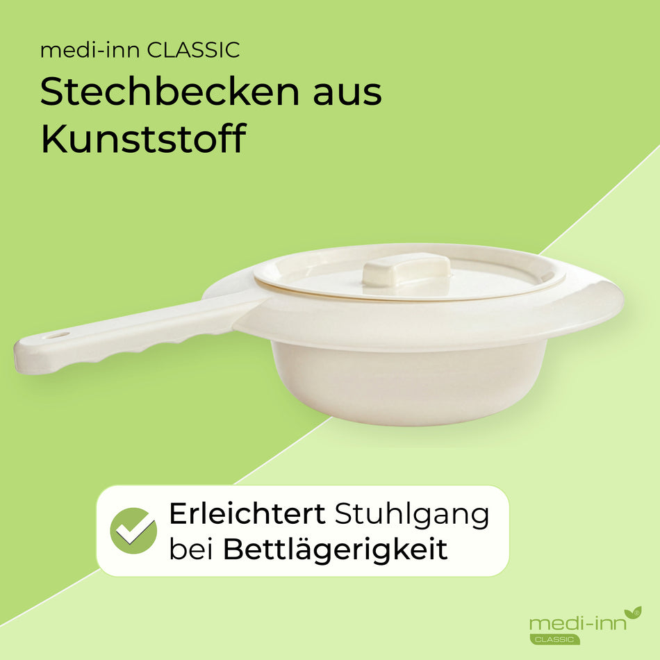 Medi-Inn Stechbecken aus Kunststoff: Erleichtert Stuhlgang bei Bettlägerigkeit.