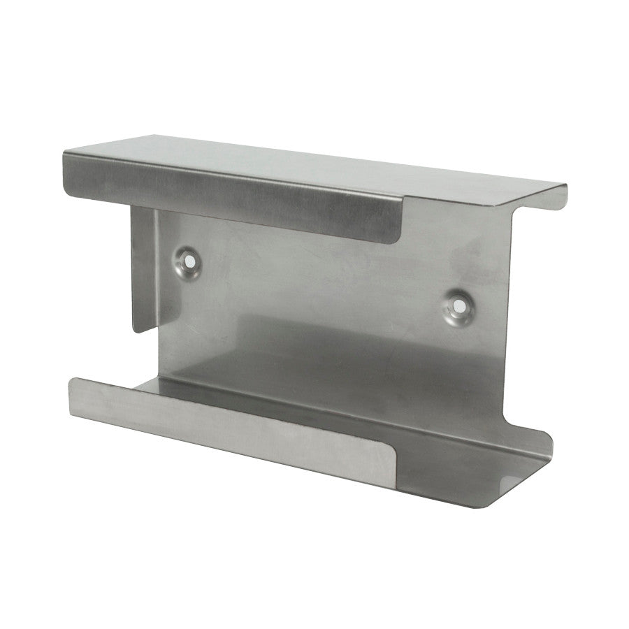 Edelstahlspender für Einmalhandschuhe in elegantem, modernem Design. Der Spender ist rechteckig und schmal, mit einem glänzenden, polierten Edelstahl-Finish, das ihm ein hochwertiges Aussehen verleiht. An der Oberseite ist eine große Öffnung sichtbar, durch die die Handschuhe leicht entnommen werden können. Der Spender hat eine kompakte Größe, ideal für die Montage an Wänden oder zur Platzierung auf Tischen.