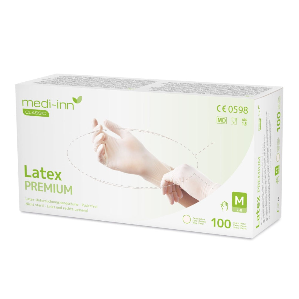 Medi-Inn Latex Premium Einmalhandschuhe, weiß, puderfrei - 1