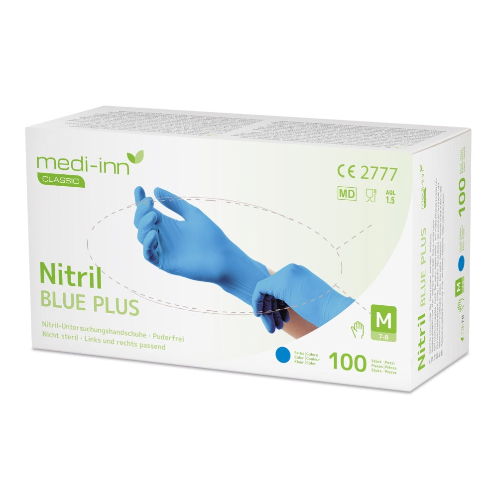Medi-Inn Nitril blue plus Einmalhandschuhe, blau, puderfrei - 1