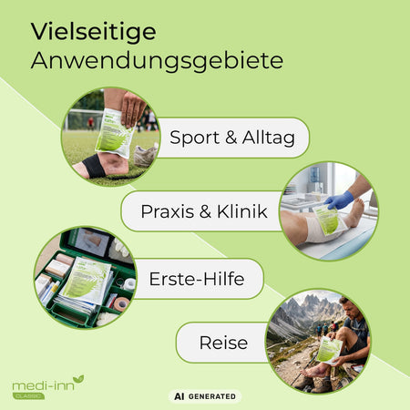 medi-inn Classic Kältekompresse im Einsatz bei Sport & Alltag, Praxis & Klinik, Erste-Hilfe und Reise