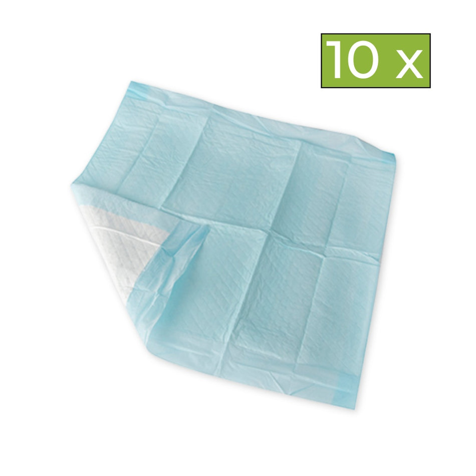 medi-inn Krankenunterlage 60×60 cm, 12-lagig – 10 Stück, hygienische Einmalunterlagen hellblau