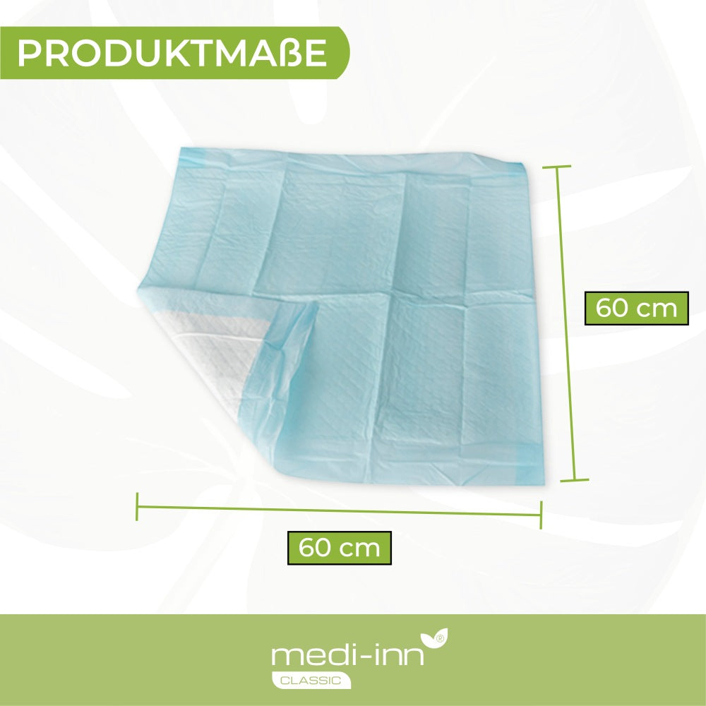 medi-inn Krankenunterlage – Produktmaße 60×60 cm, flüssigkeitsdichte Einmalunterlage