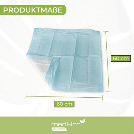 medi-inn Krankenunterlage – Produktmaße 60×60 cm, flüssigkeitsdichte Einmalunterlage