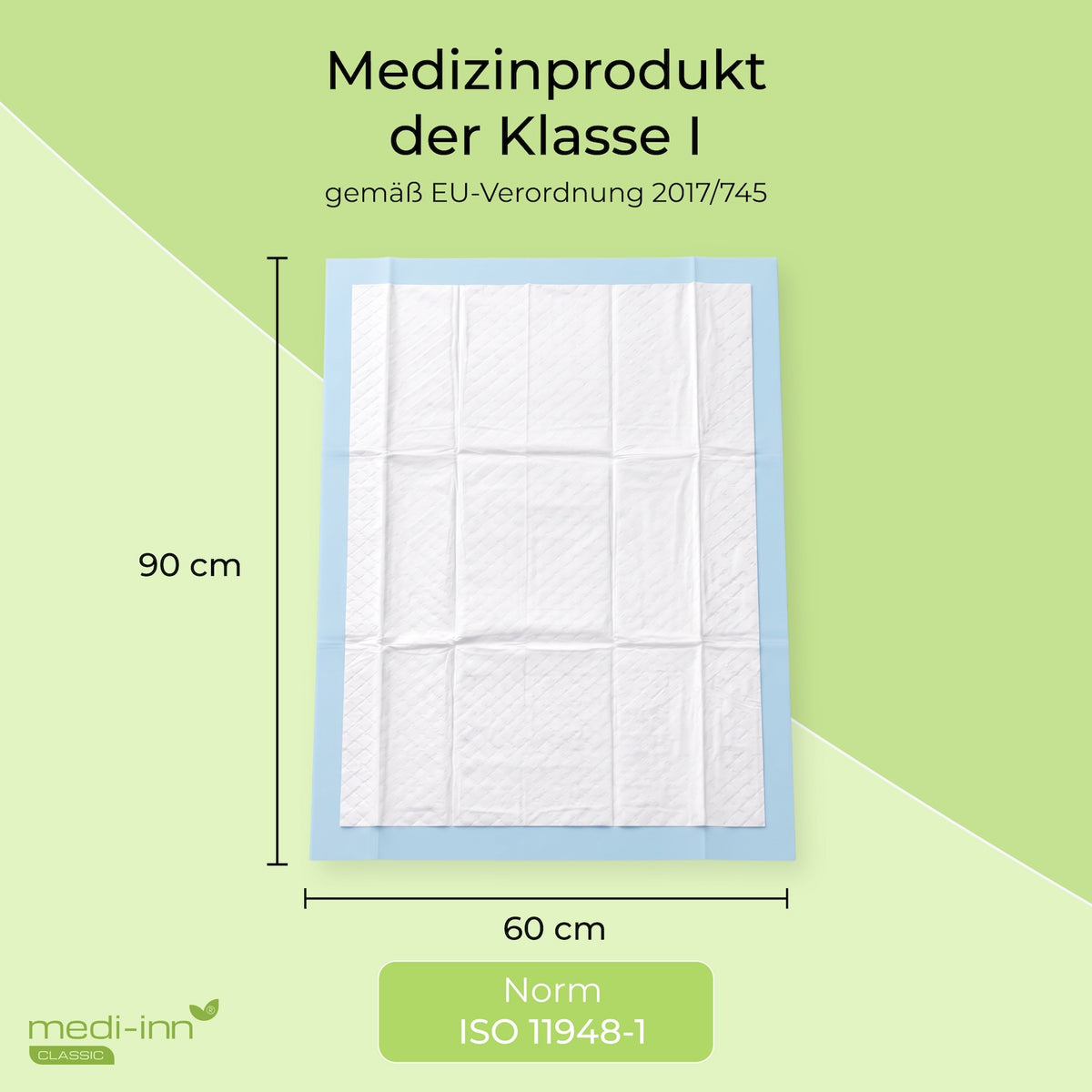 Medizinprodukt der Klasse 1, 90 x 60 cm, Norm: ISO 119481