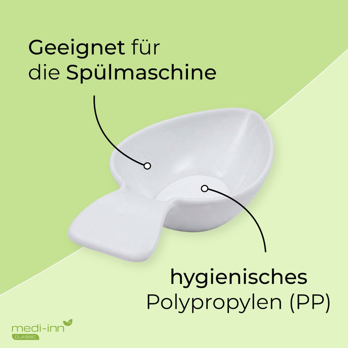 Hinweise: Geeignet für die Spülmaschine, hygienisches Polypropylen (PP)
