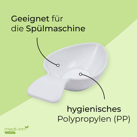 Hinweise: Geeignet für die Spülmaschine, hygienisches Polypropylen (PP)