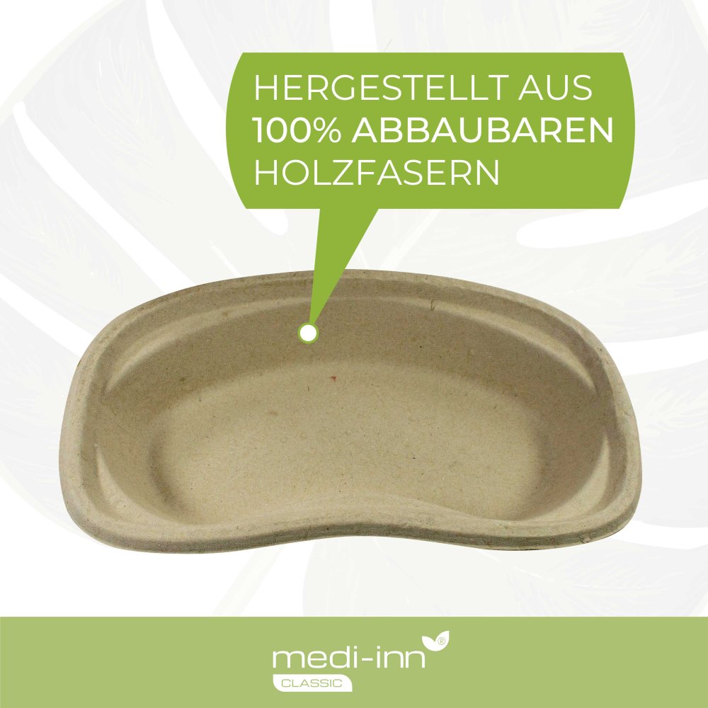 Nierenschale Medi-Inn aus 100% biologisch abbaubaren Holzfasern – nachhaltiges Medizinprodukt.
