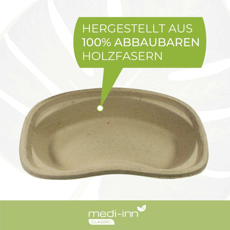 Nierenschale Medi-Inn aus 100% biologisch abbaubaren Holzfasern – nachhaltiges Medizinprodukt.