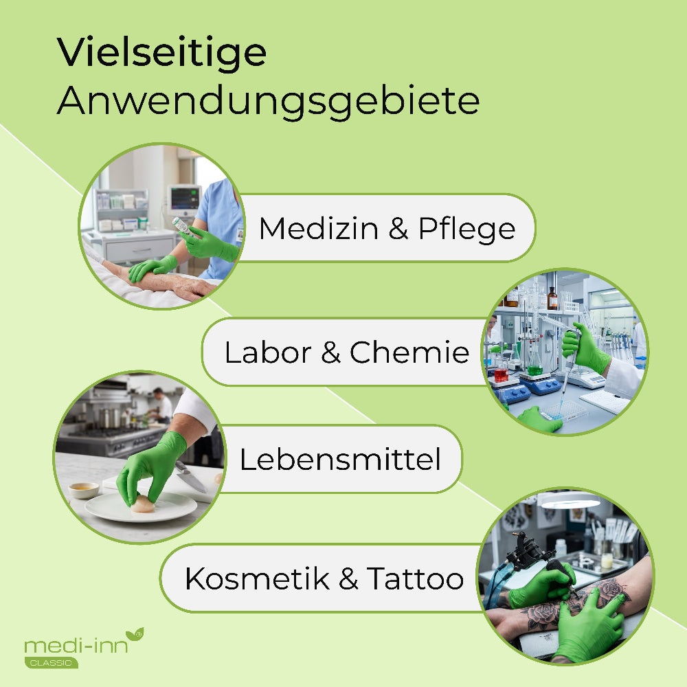 Hinweis: Vielseitige Anwendungsgebiete, Medizin & Pflege, Labor & Chemie, Lebensmittel, Kosmetik & Tattoo
