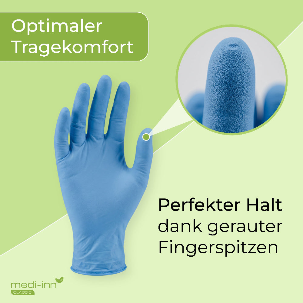 Hinweis: Optimaler Tragekomfort, Perfekter Halt dank gerauter Fingerspitzen.
