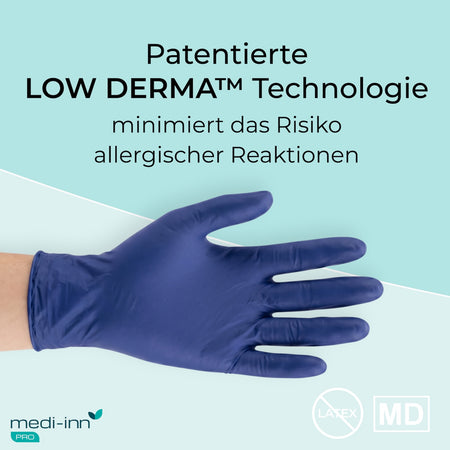 Patentierte LOW DERMA Technologie - minimiert das Risiko allergischer Reaktionen