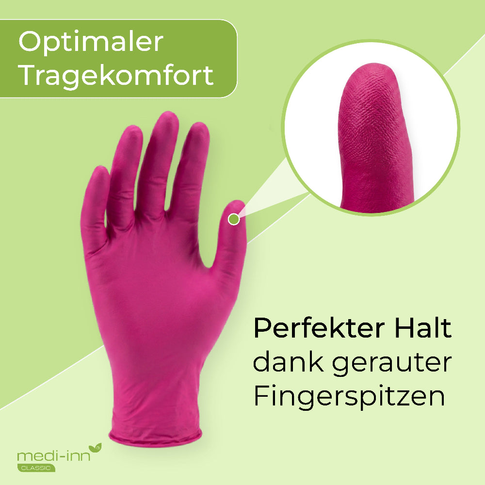 Hinweis: Optimaler Tragekomfort, Perfekter Halt dank gerauter Fingerspitzen.