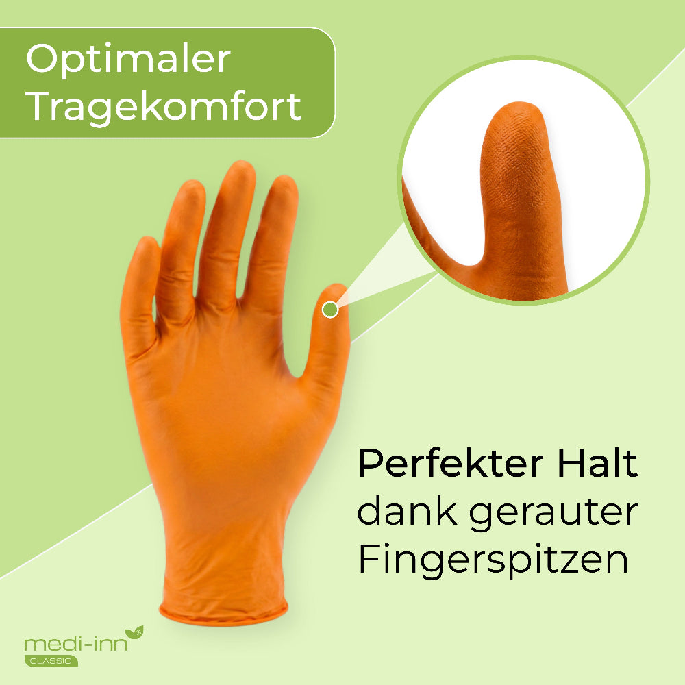 Hinweis: Optimaler Tragekomfort, Perfekter Halt dank gerauter Fingerspitzen.