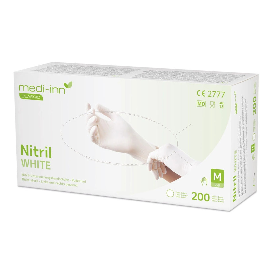 Medi-Inn Nitril white Einmalhandschuhe, weiß, puderfrei, Big Box, 200er Pack - 1