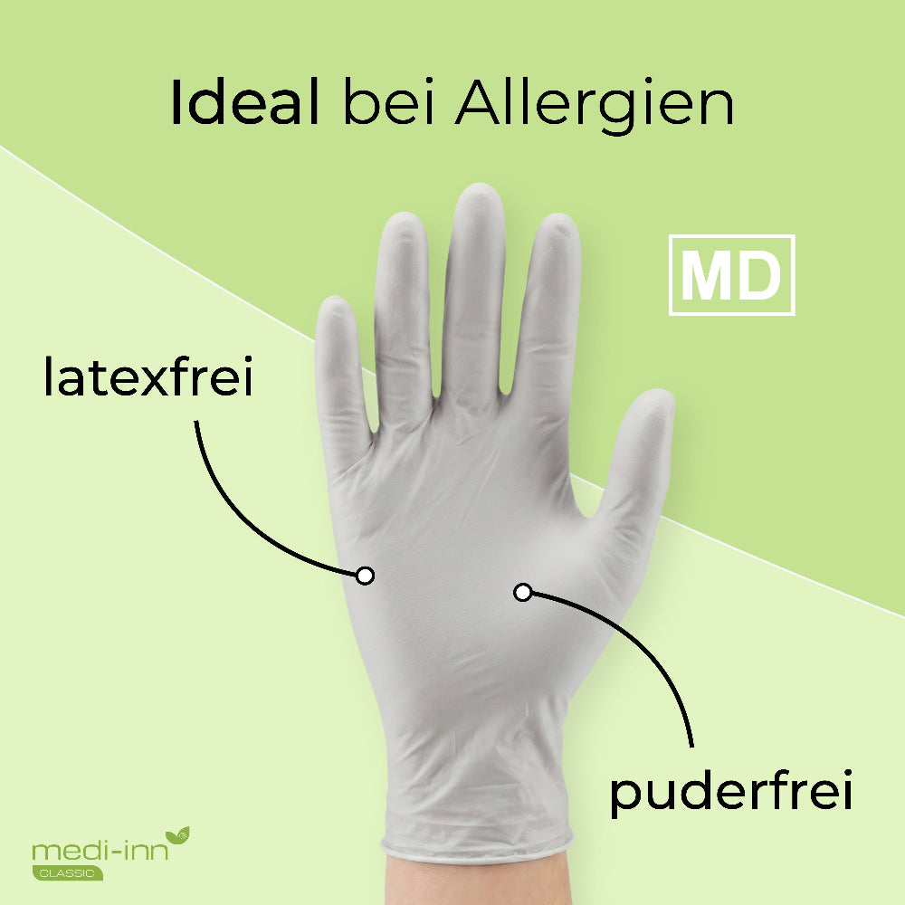 Hinweis: Ideal bei Allergien, latexfrei, puderfrei.