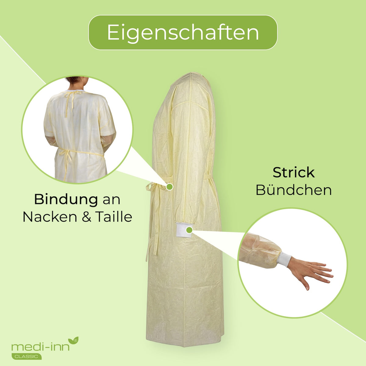 Eigenschaften: Bindung an Nacken & Taille, Strickbündchen